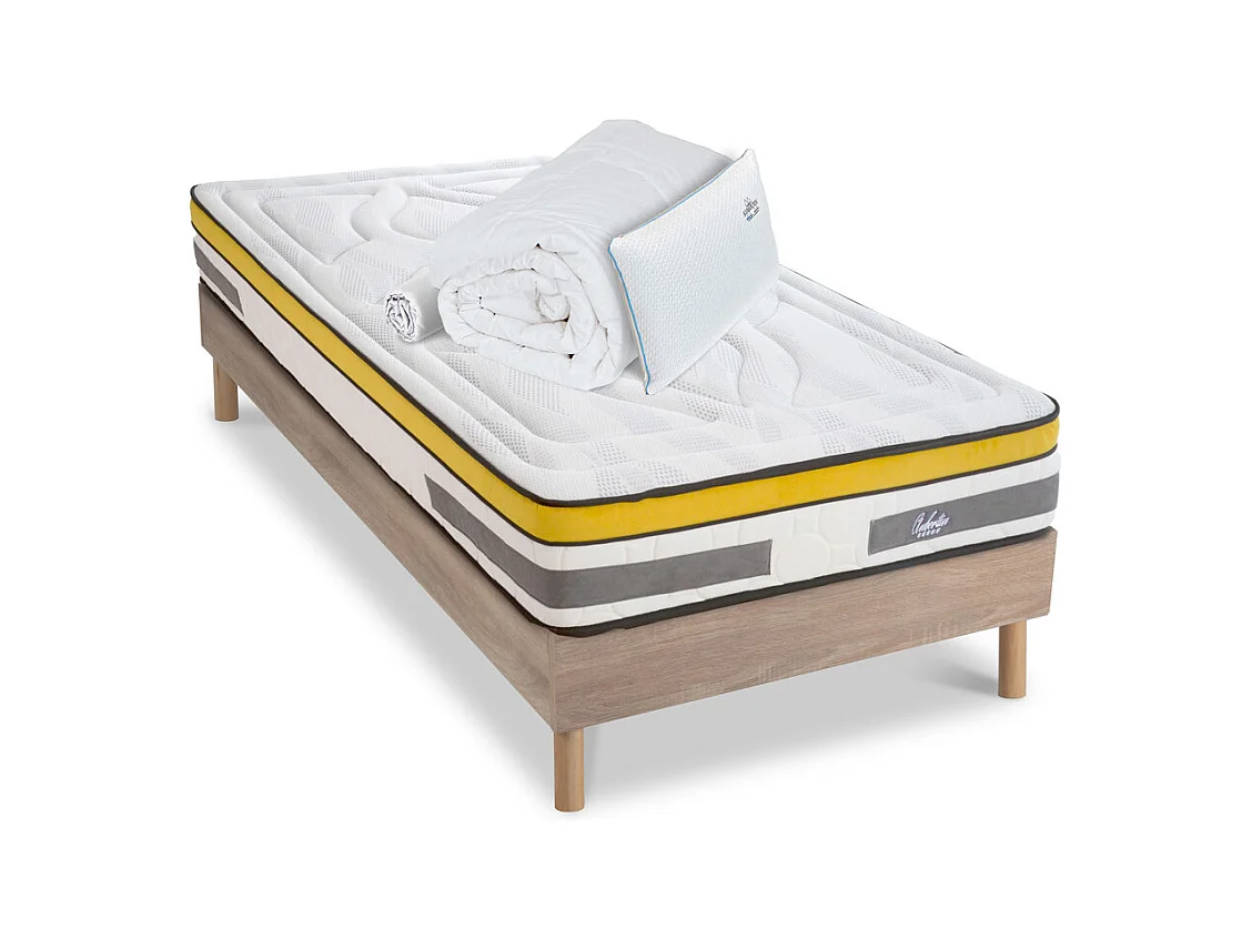 Ensemble Matelas Aubertin Ressorts ensachés Accueil mémoire + sommier + accessoires - 90 x 190 cm