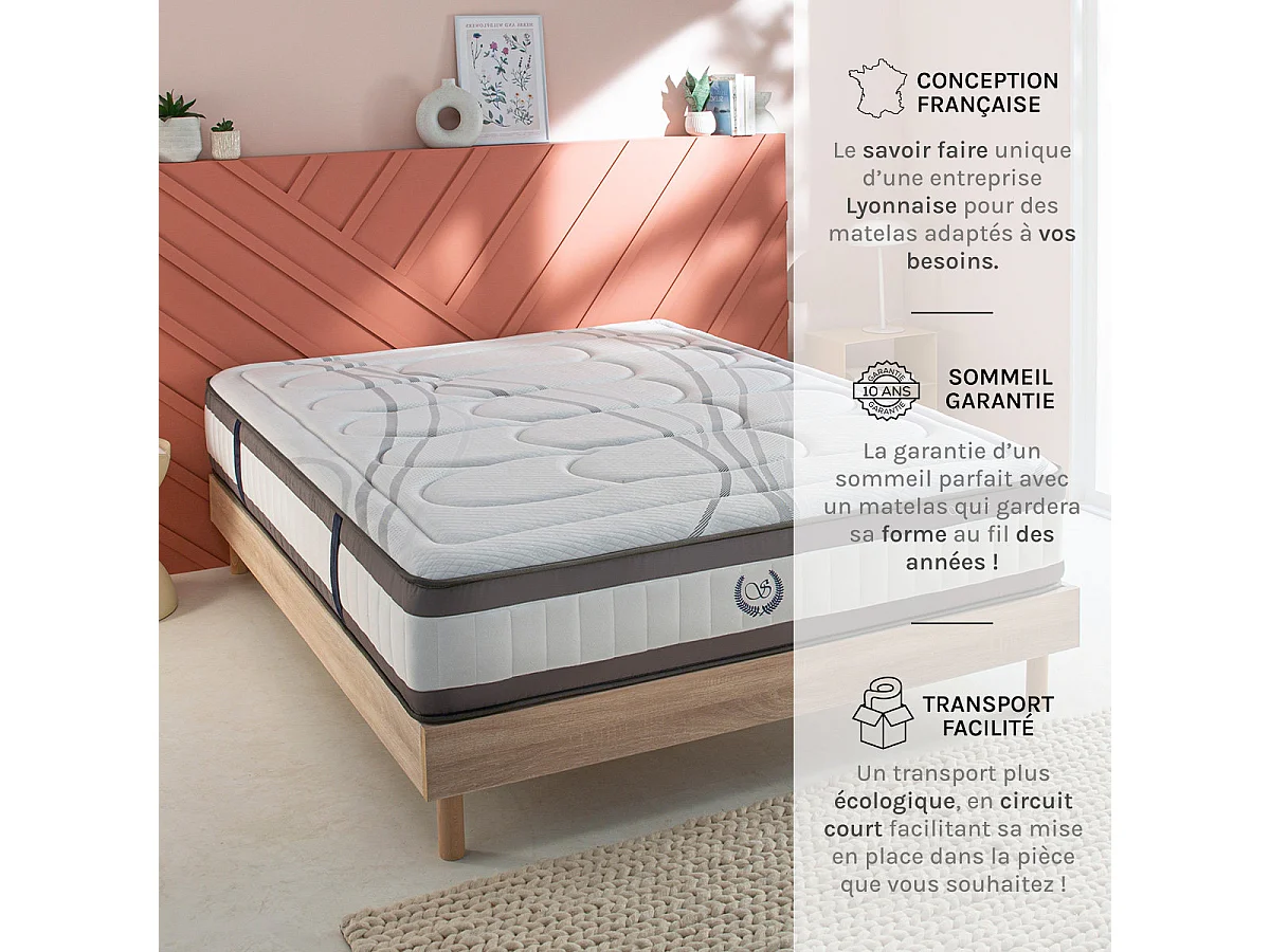 Matelas Signature 160x200 cm - Ressorts + mémoire - Ép. 30 cm