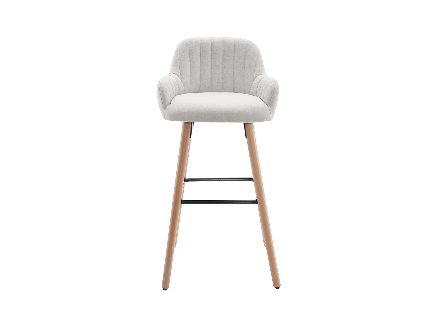 Barstammel i stof og bøgetræ - Creme - ELEANA