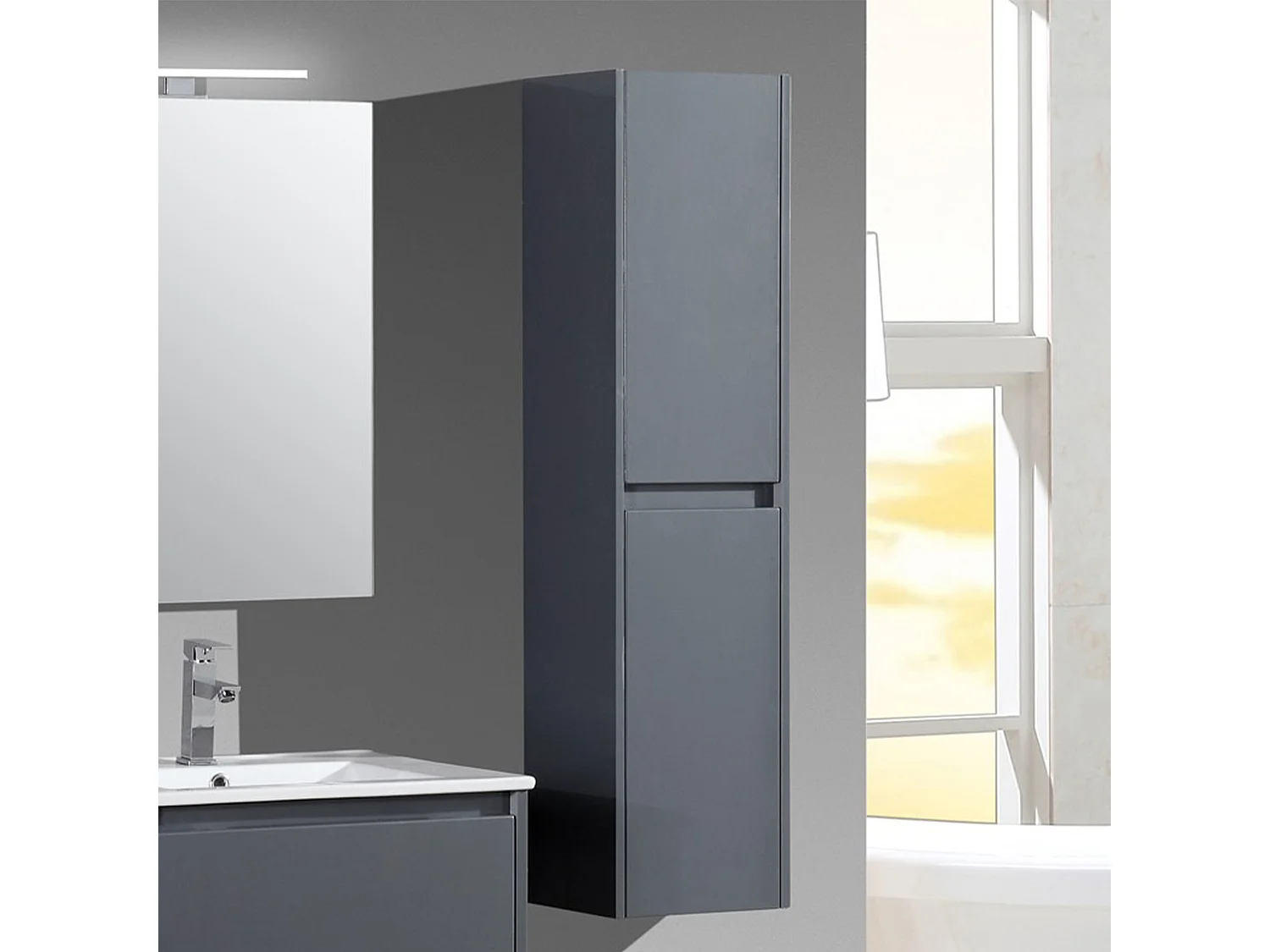 Ensemble salle de bain 120 cm gris laqué Aquadoli