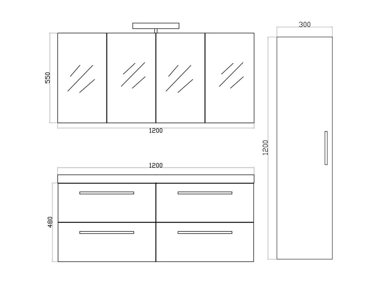 Ensemble de salle de bain 120 cm chêne californien naturel Aquazur
