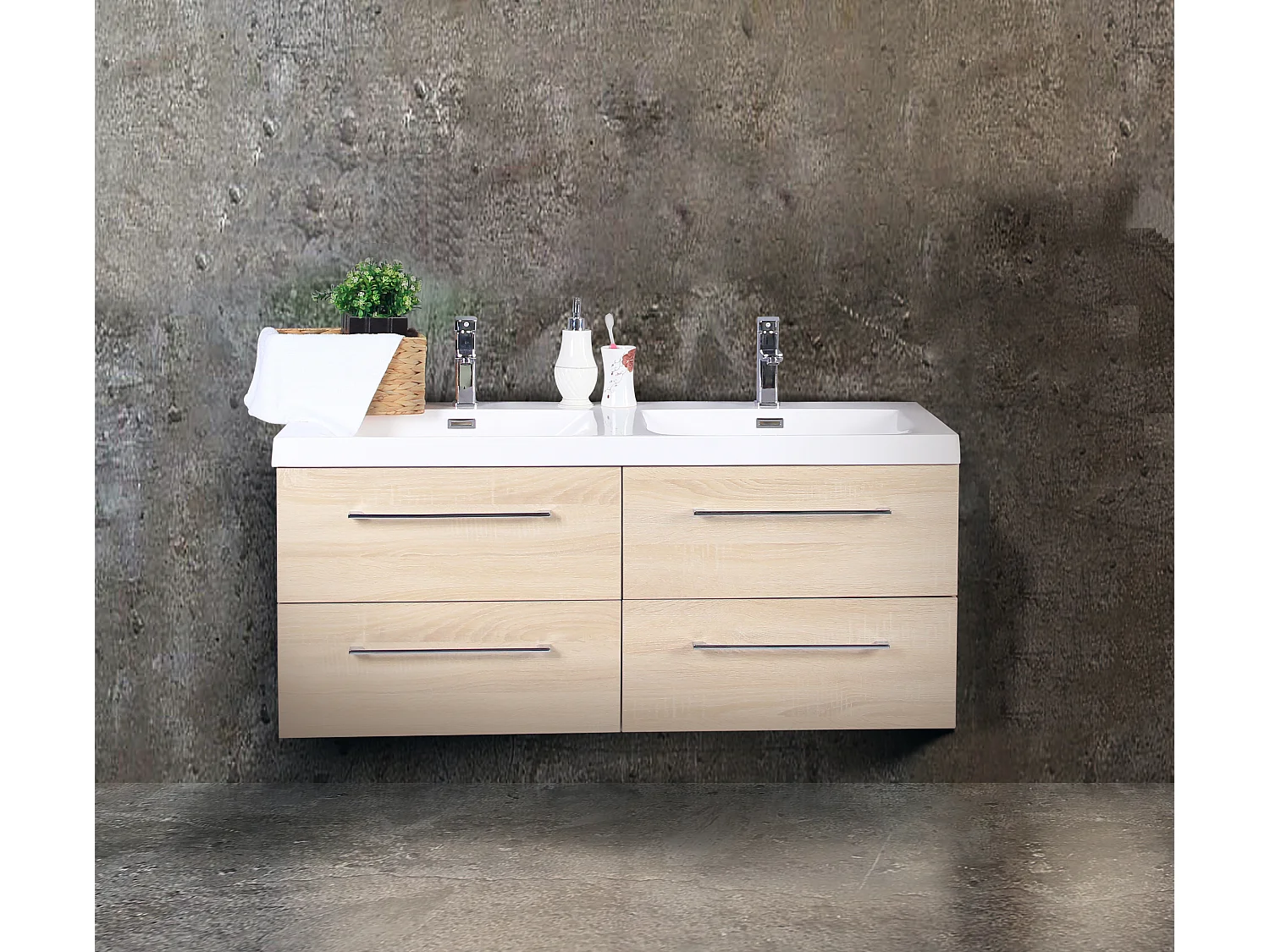 Ensemble de salle de bain 120 cm chêne californien naturel Aquazur
