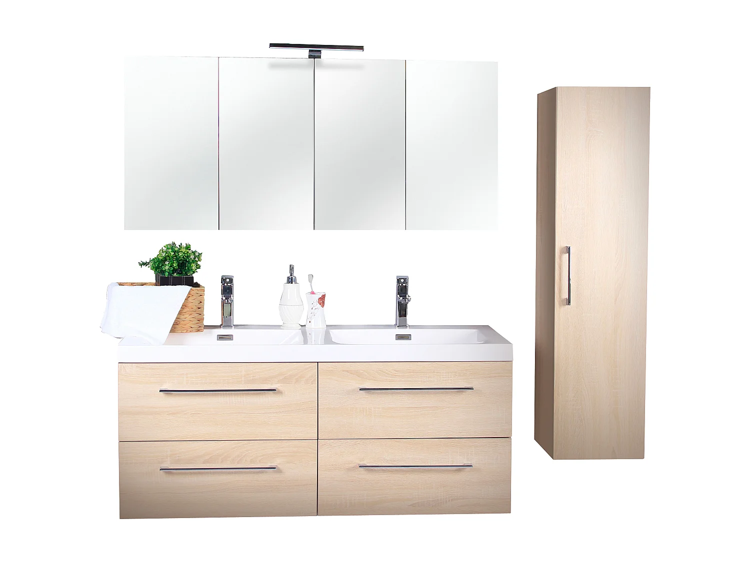 Ensemble de salle de bain 120 cm chêne californien naturel Aquazur