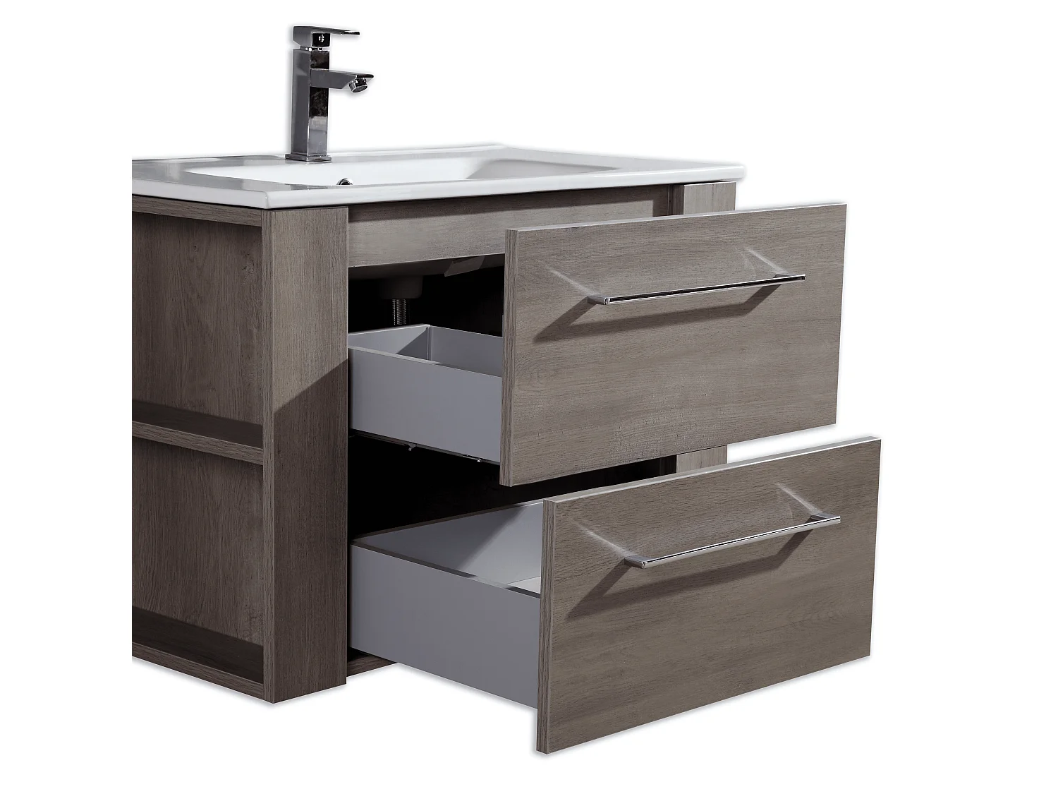 Ensemble meuble salle de bain 80 cm chêne brun Aquanoma