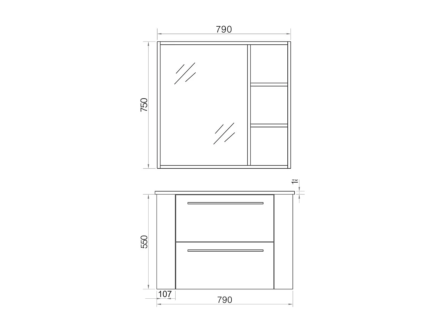 Ensemble meuble salle de bain 80 cm chêne brun Aquanoma
