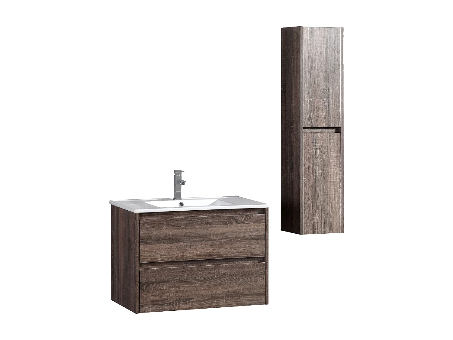 Ensemble salle de bain 100 cm chêne californien brun Aquadoli