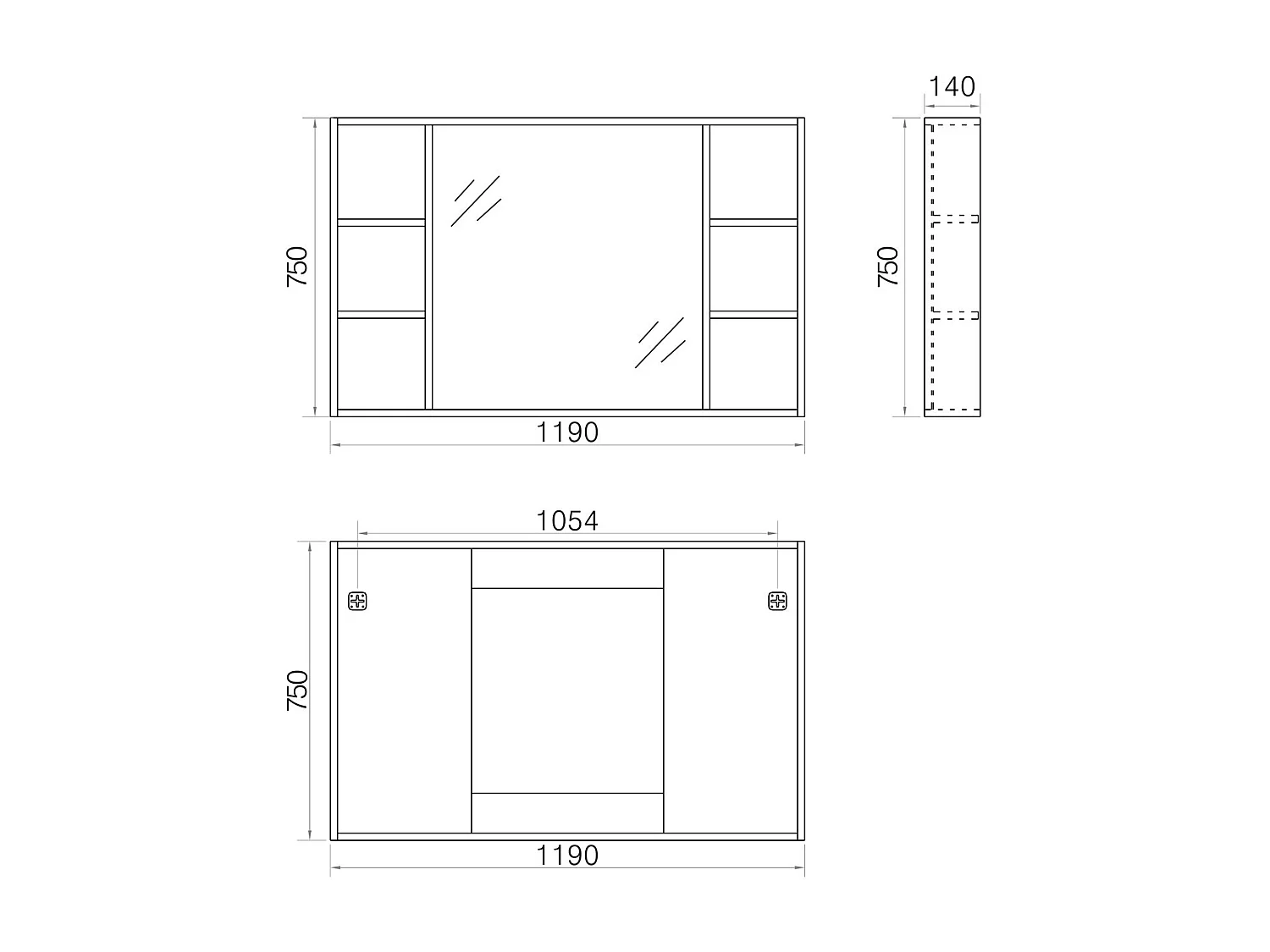 Ensemble meuble salle de bain 120 cm chêne brun Aquanoma