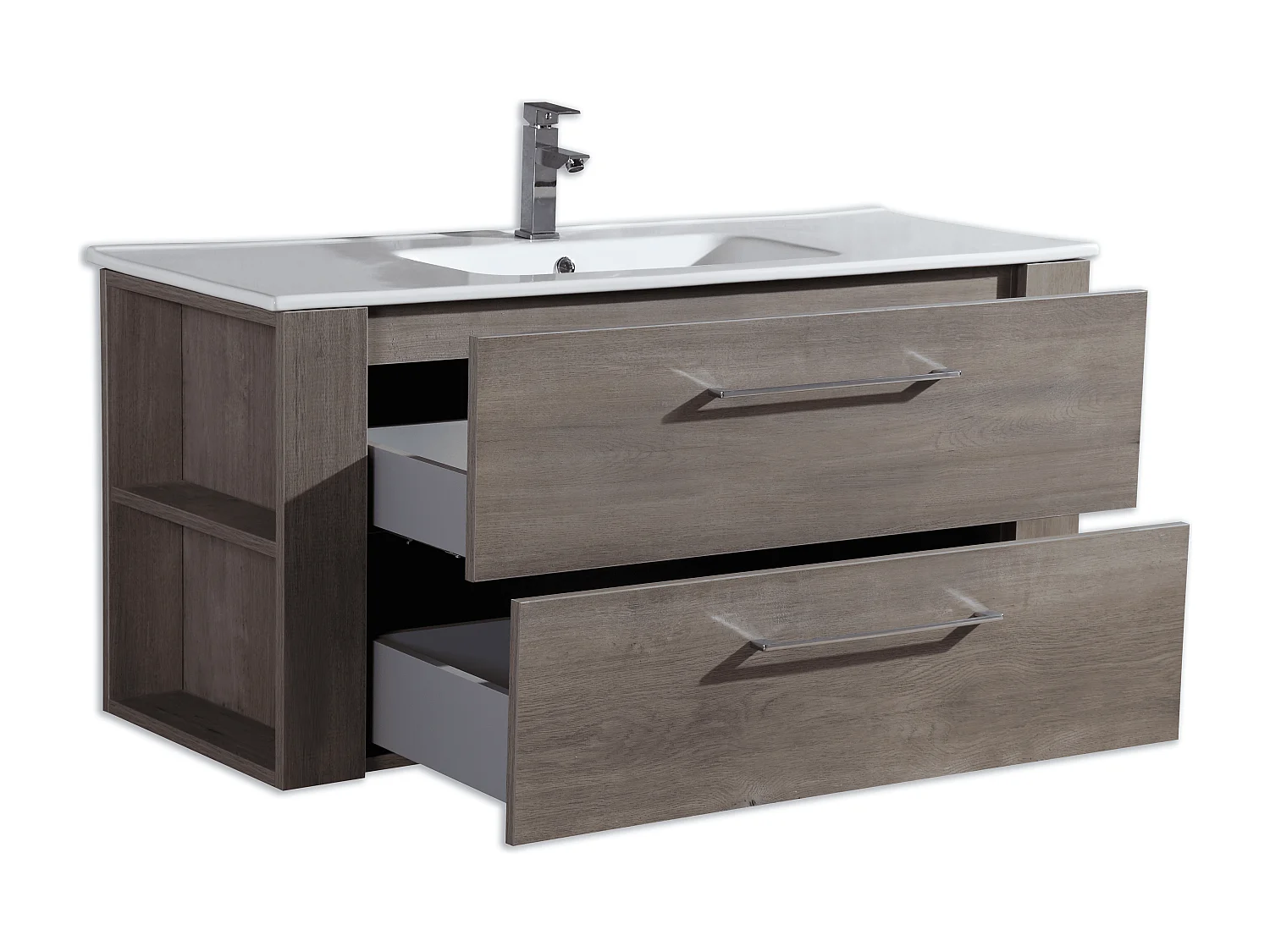 Ensemble meuble salle de bain 120 cm chêne brun Aquanoma