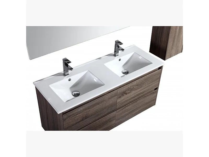 Ensemble salle de bain 120 cm chêne californien brun Aquadoli