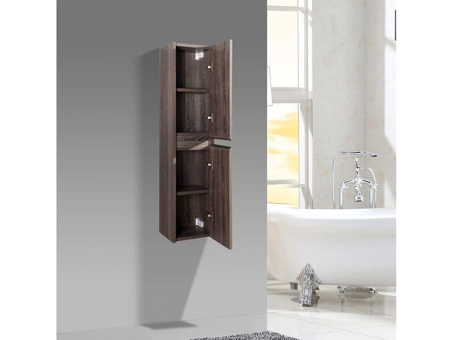 Ensemble salle de bain 120 cm chêne californien brun Aquadoli