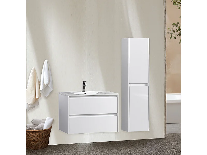 Ensemble salle de bain 100 cm blanc laqué Aquadoli