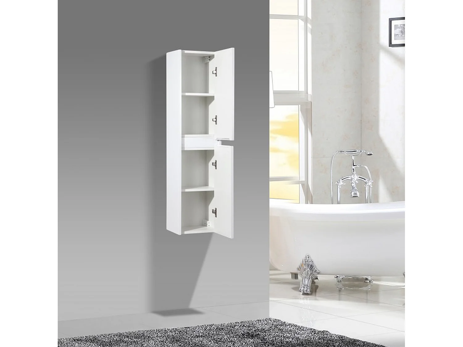 Ensemble salle de bain 100 cm blanc laqué Aquadoli