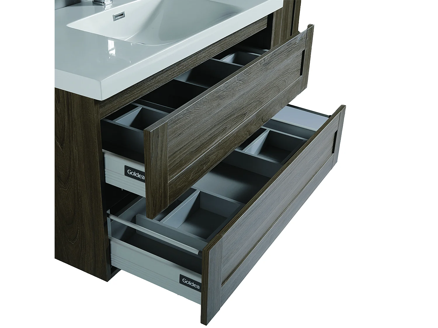 Ensemble meuble salle de bain 100 cm chêne brun Aquanoma