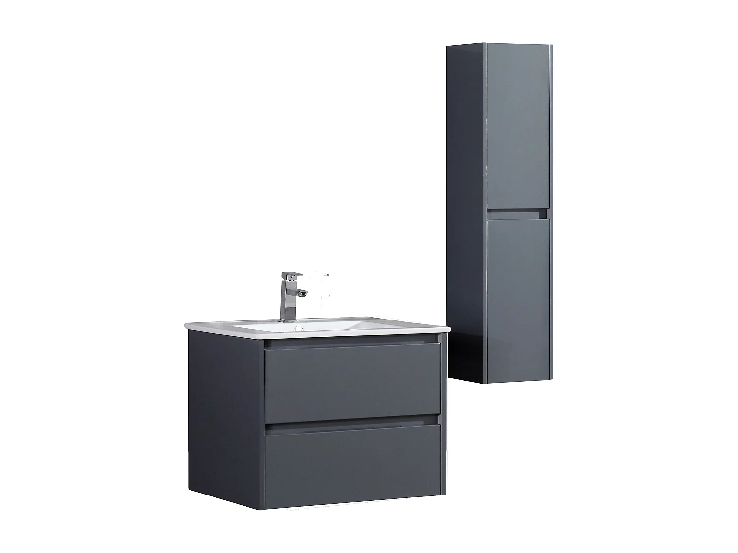 Ensemble salle de bain 80 cm gris laqué Aquadoli