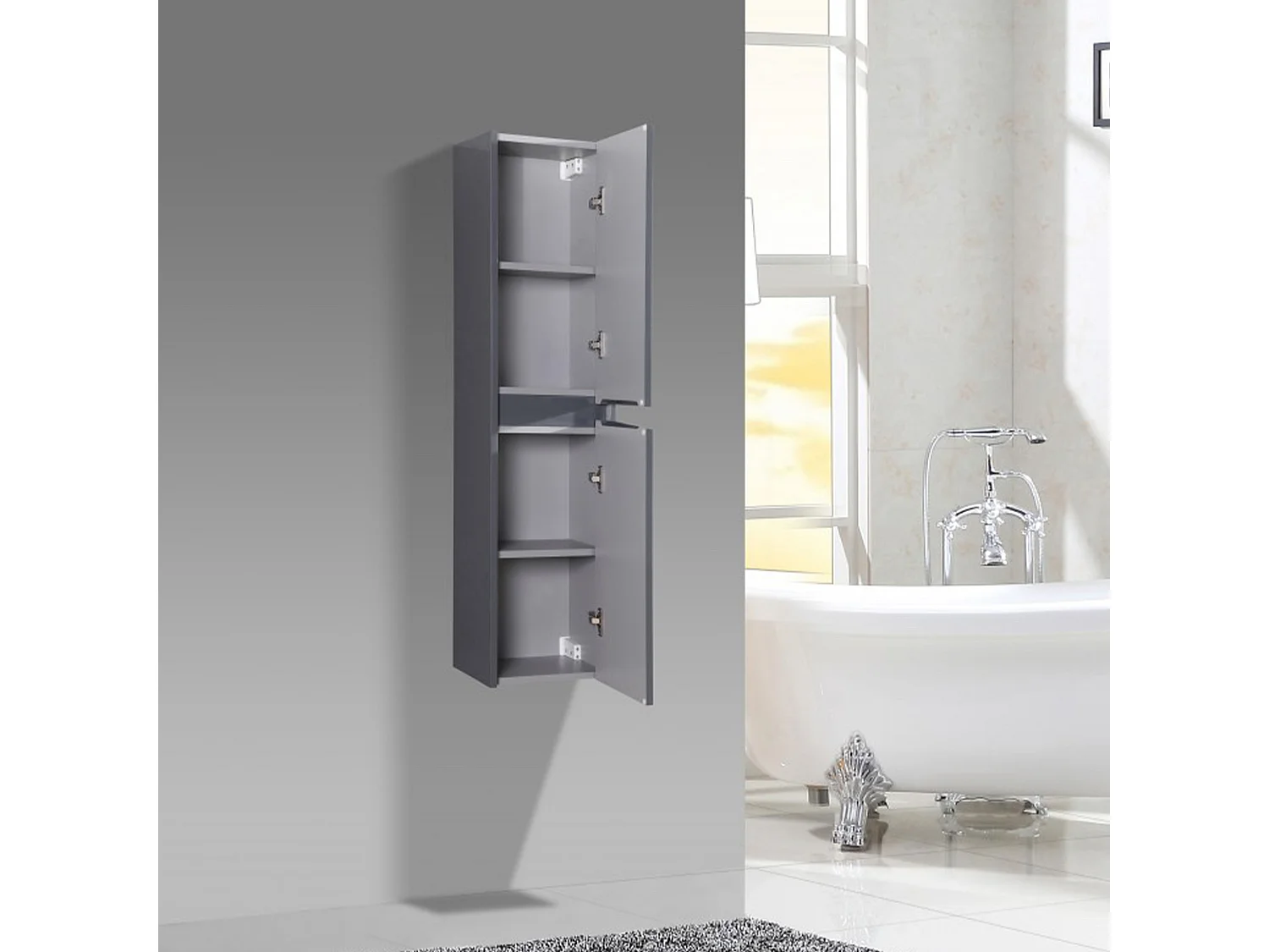 Ensemble salle de bain 80 cm gris laqué Aquadoli