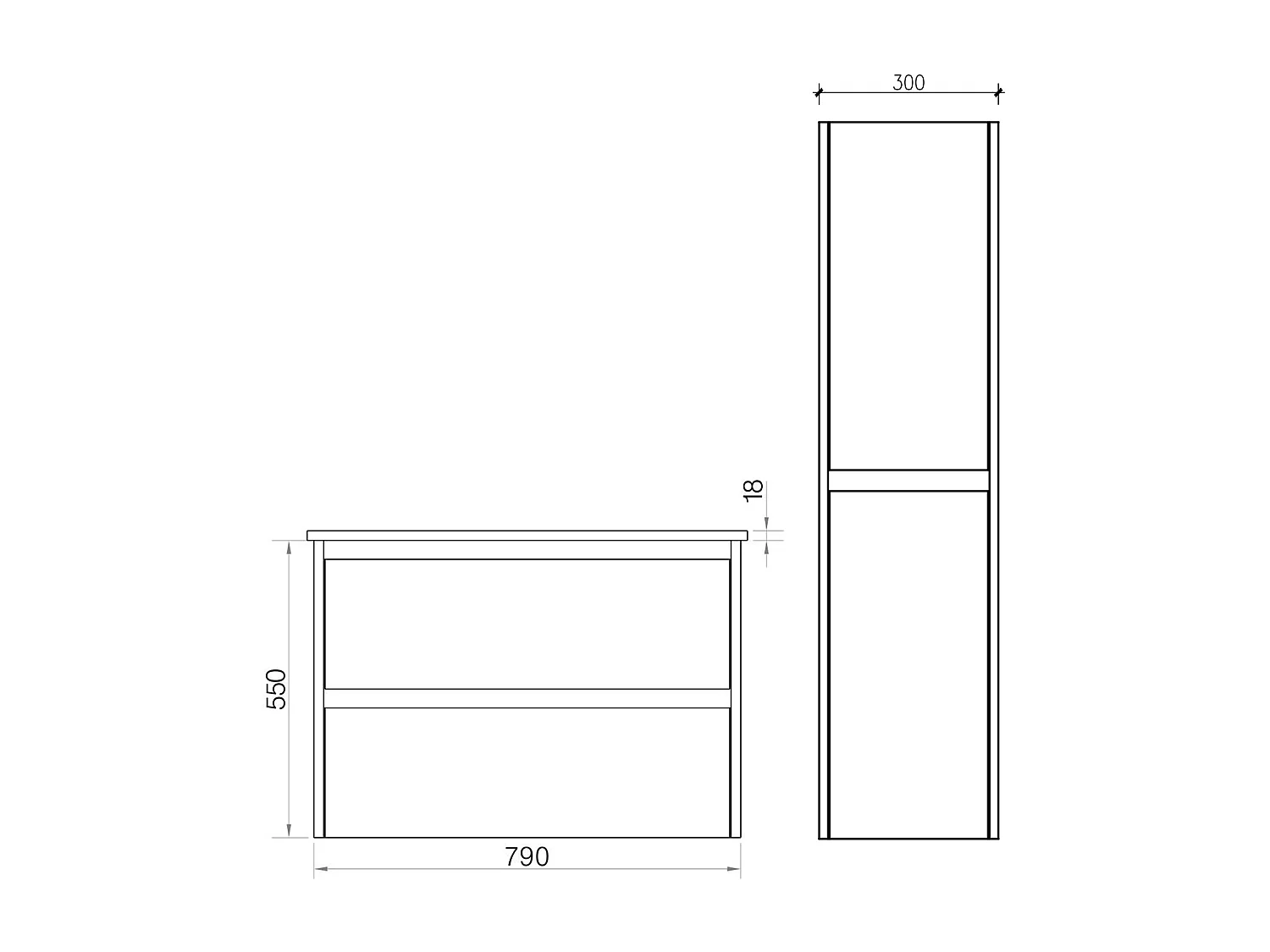 Ensemble salle de bain 80 cm gris laqué Aquadoli