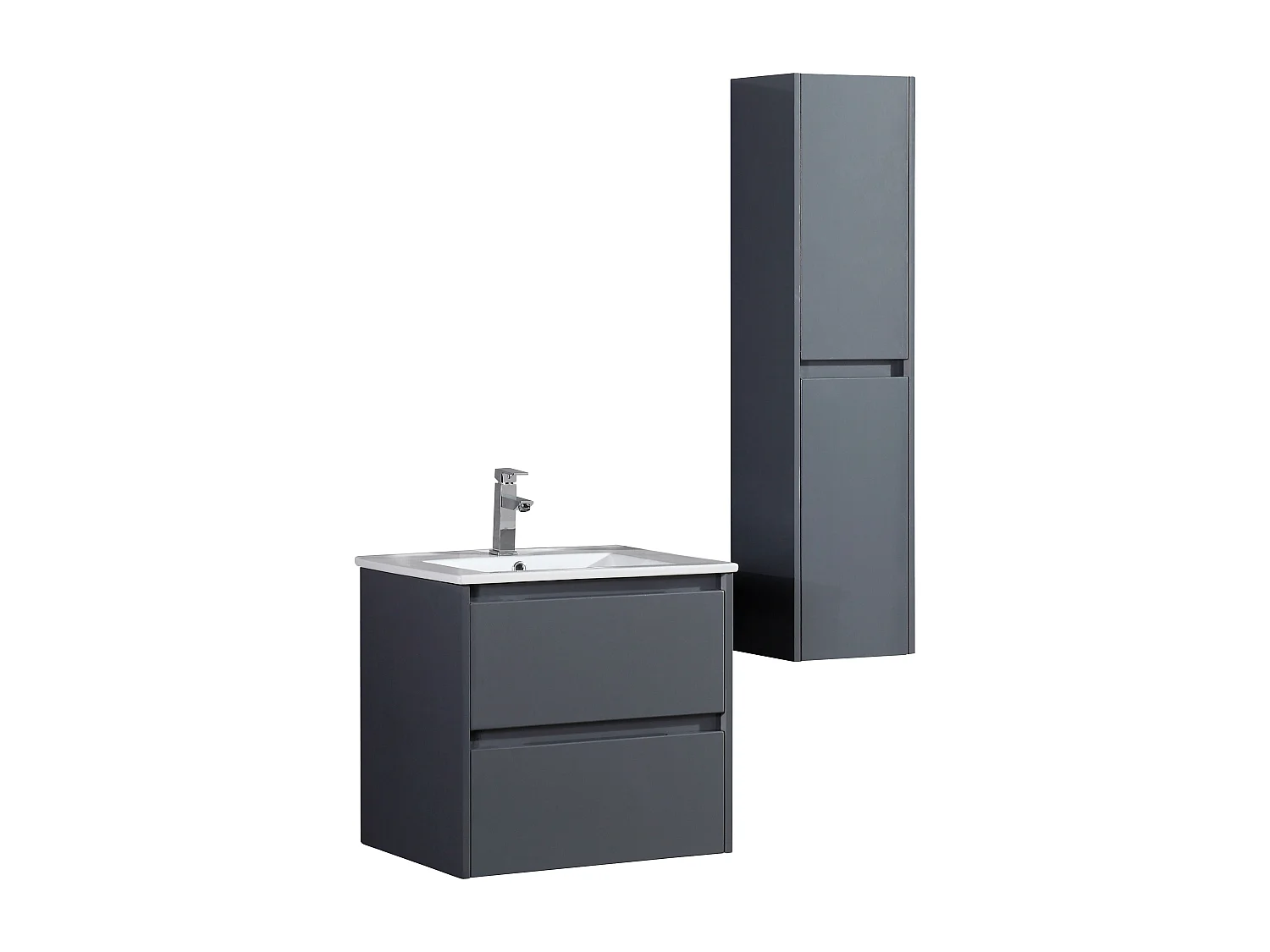 Ensemble salle de bain 60 cm gris laqué Aquadoli