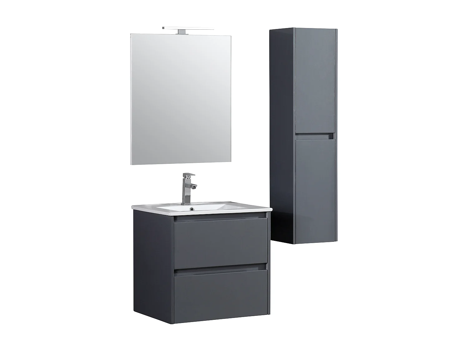 Ensemble salle de bain 60 cm gris laqué Aquadoli