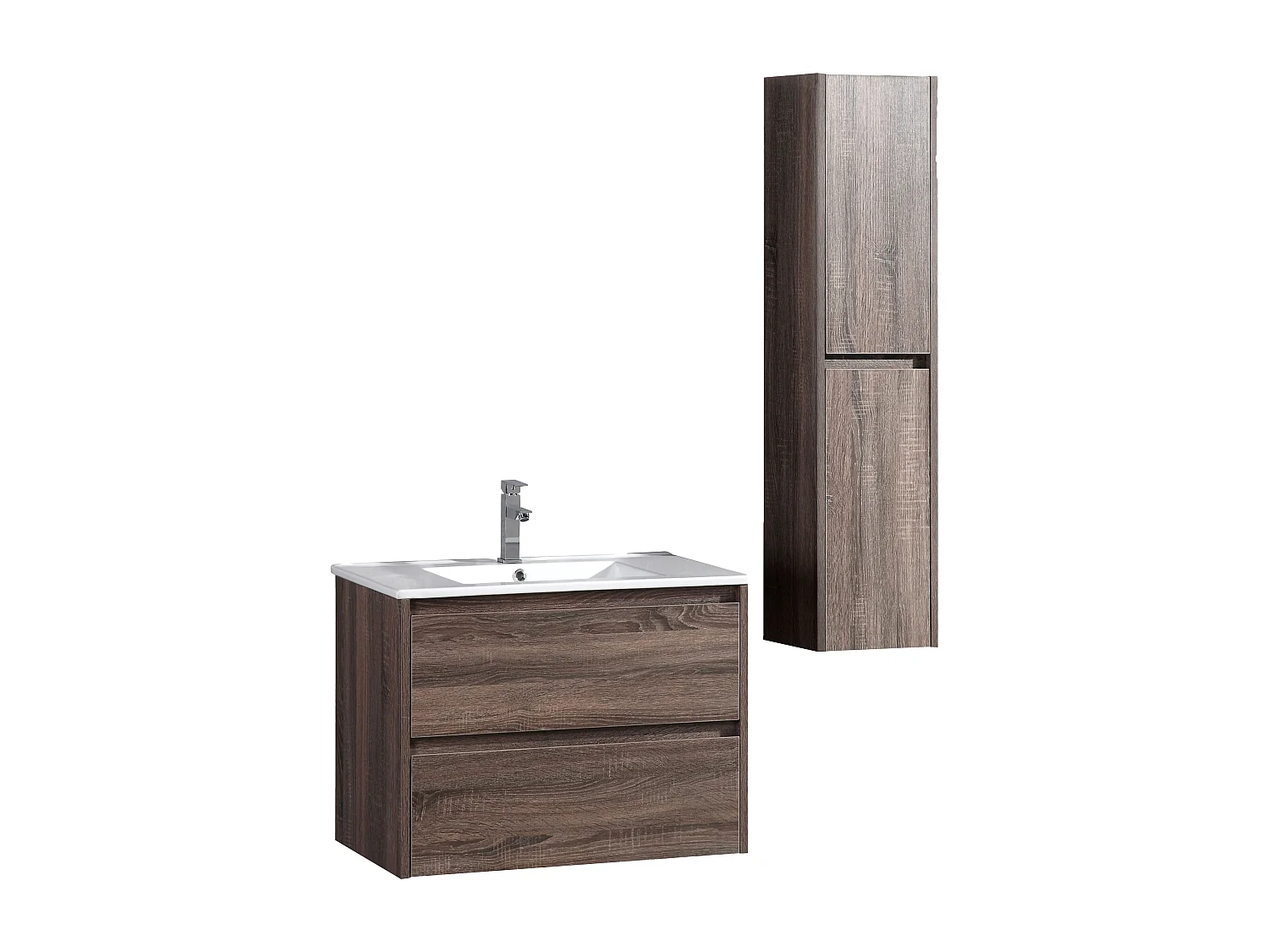 Ensemble salle de bain 60 cm chêne californien brun Aquadoli