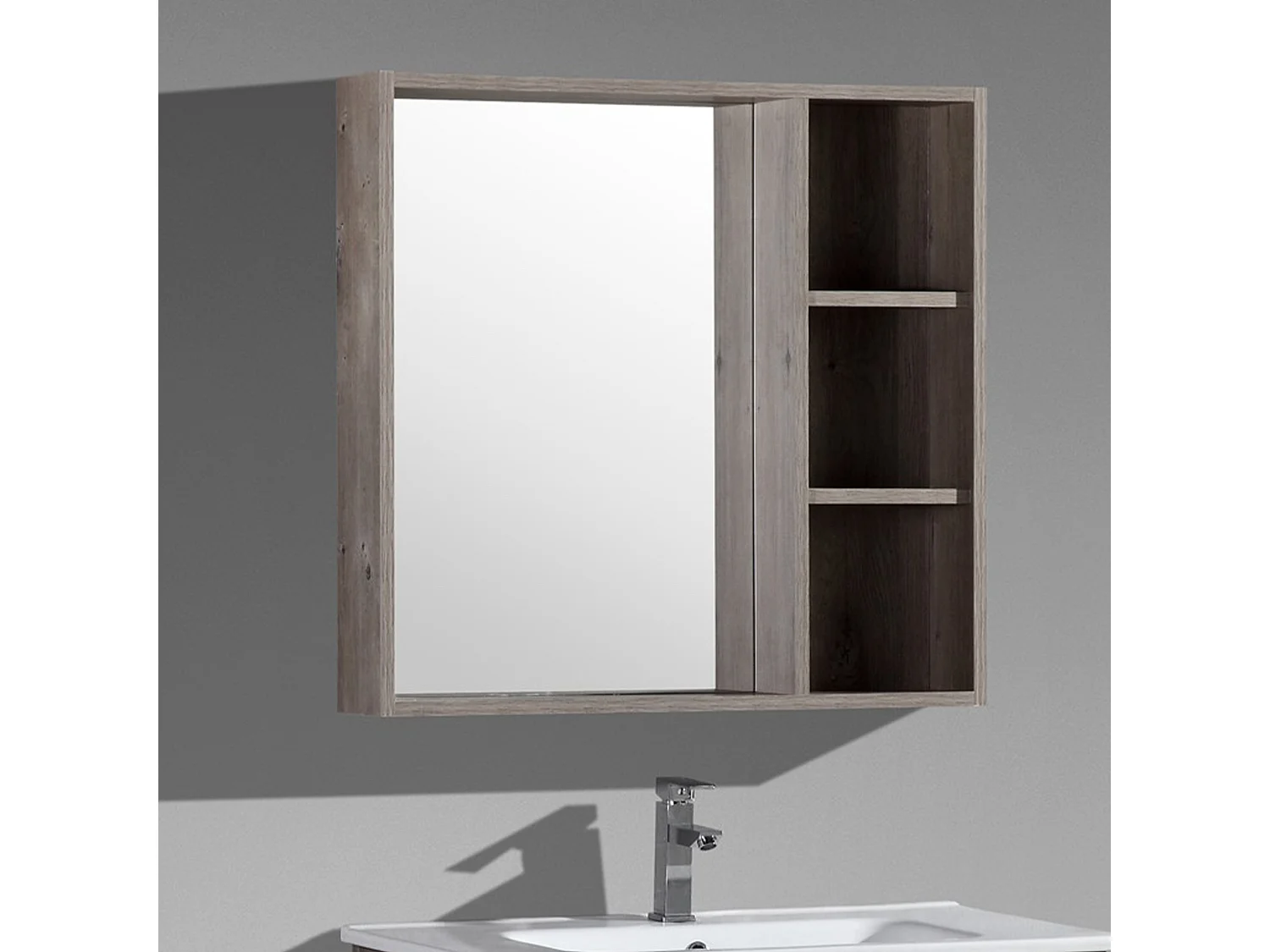Armoire de salle de bain avec miroir chêne brun 100 cm Aquanoma