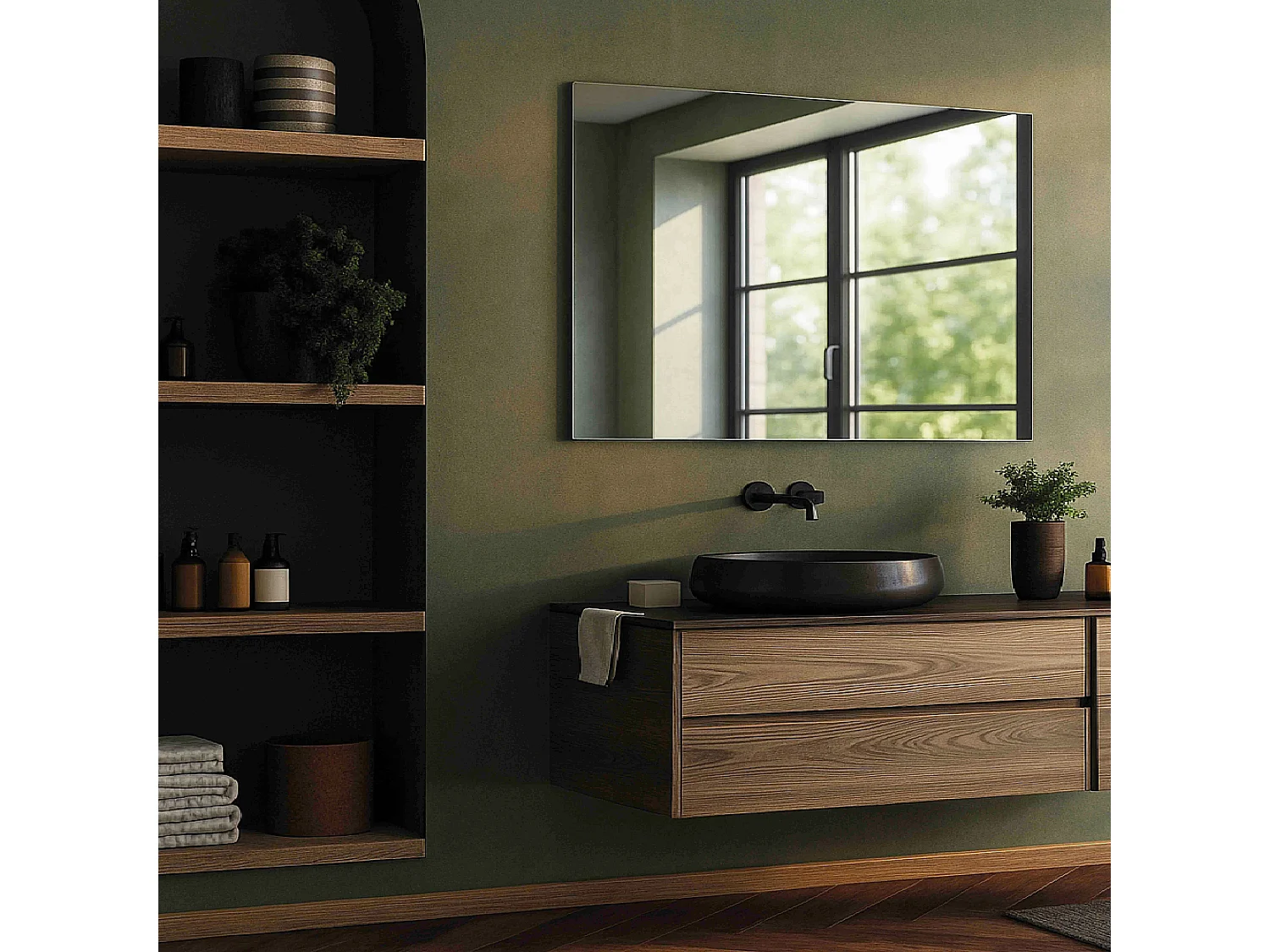 Miroir simple de salle de bain 80 cm