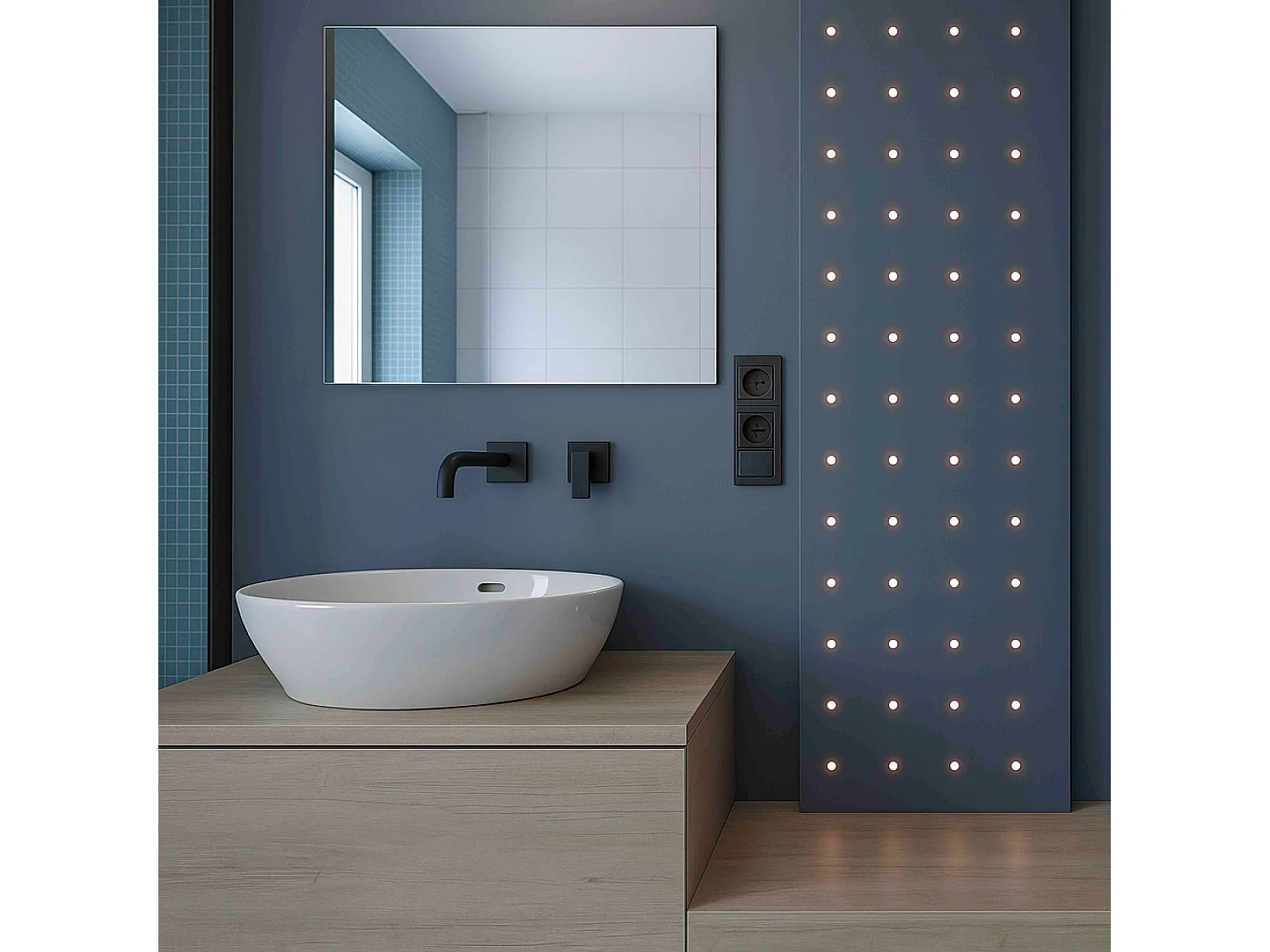Miroir salle de bain 60 cm simple fixation murale