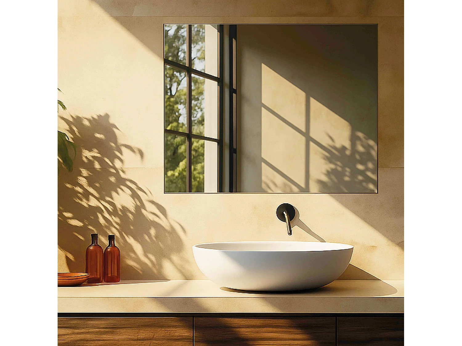 Miroir salle de bain 60 cm simple fixation murale