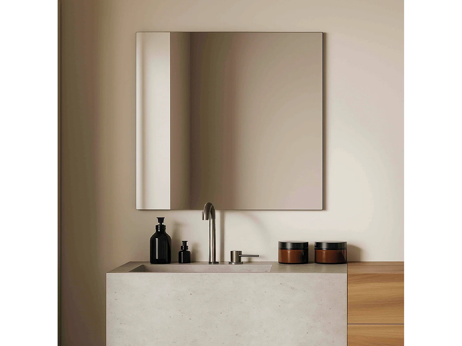 Miroir salle de bain 60 cm simple fixation murale