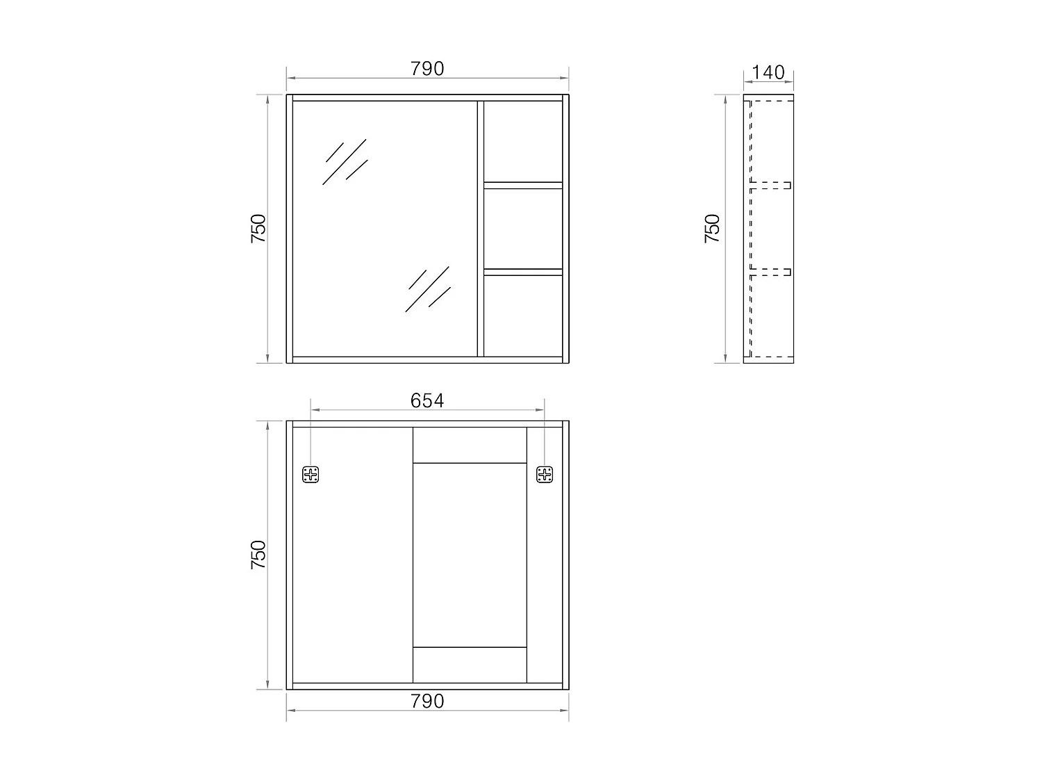 Armoire de salle de bain avec miroir chêne brun 80 cm Aquanoma