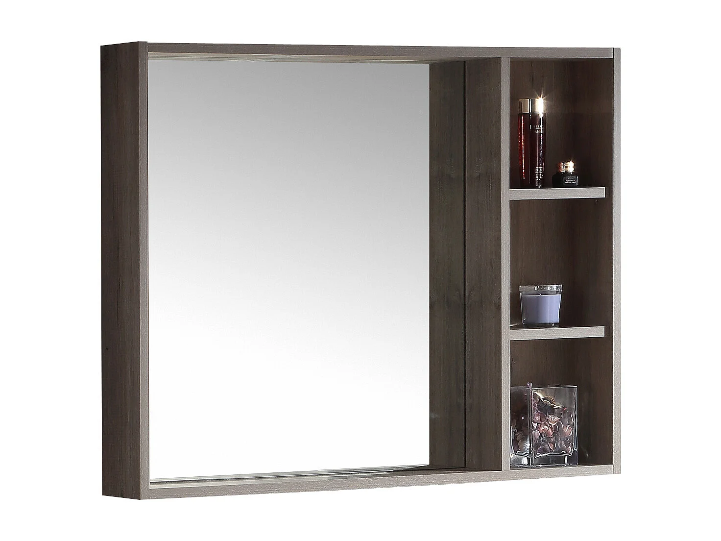 Armoire de salle de bain avec miroir chêne brun 80 cm Aquanoma