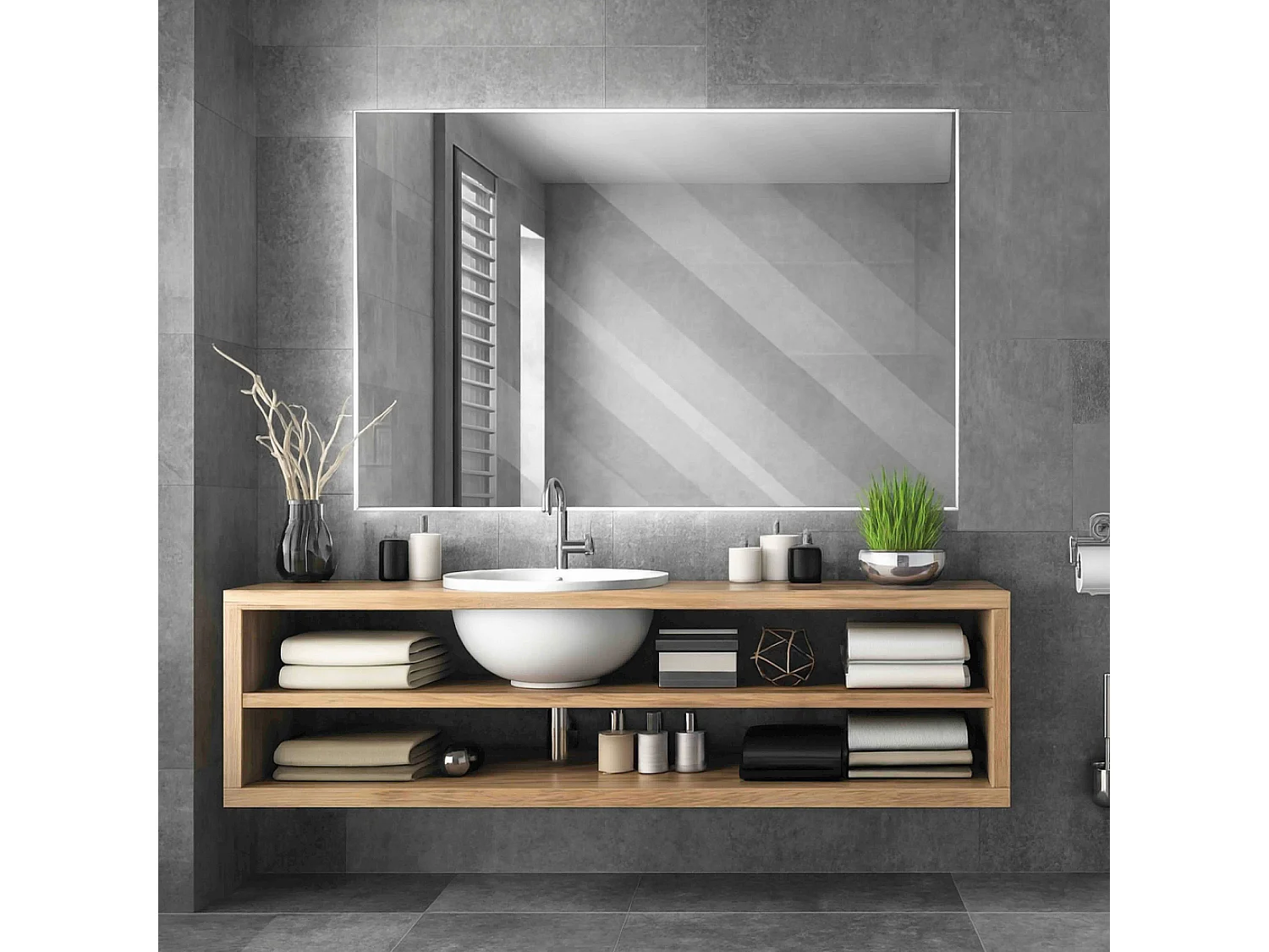 Miroir simple de salle de bain 100 cm
