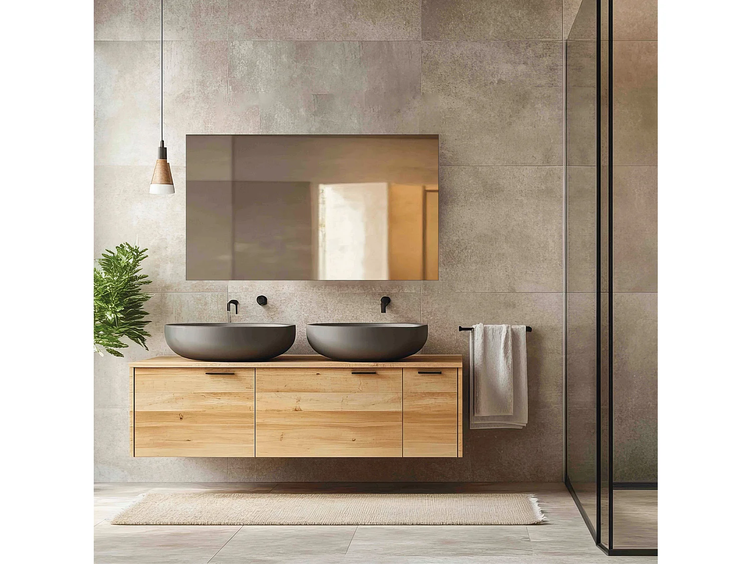 Miroir simple de salle de bain 100 cm