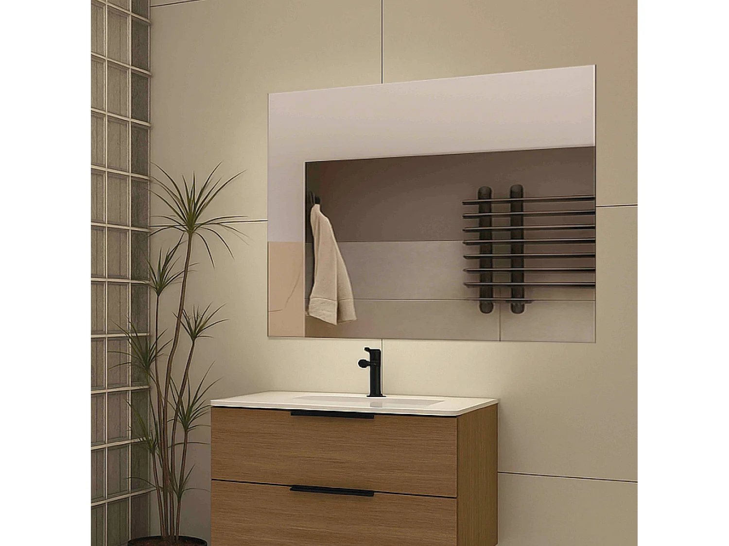 Miroir simple de salle de bain 90 cm