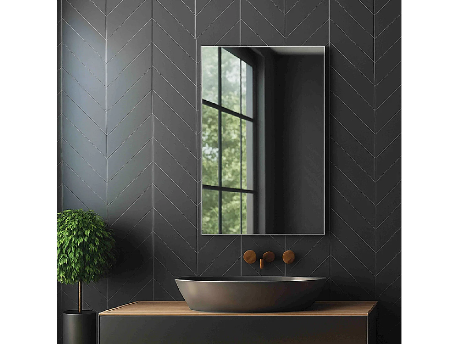 Miroir simple de salle de bain 40 cm