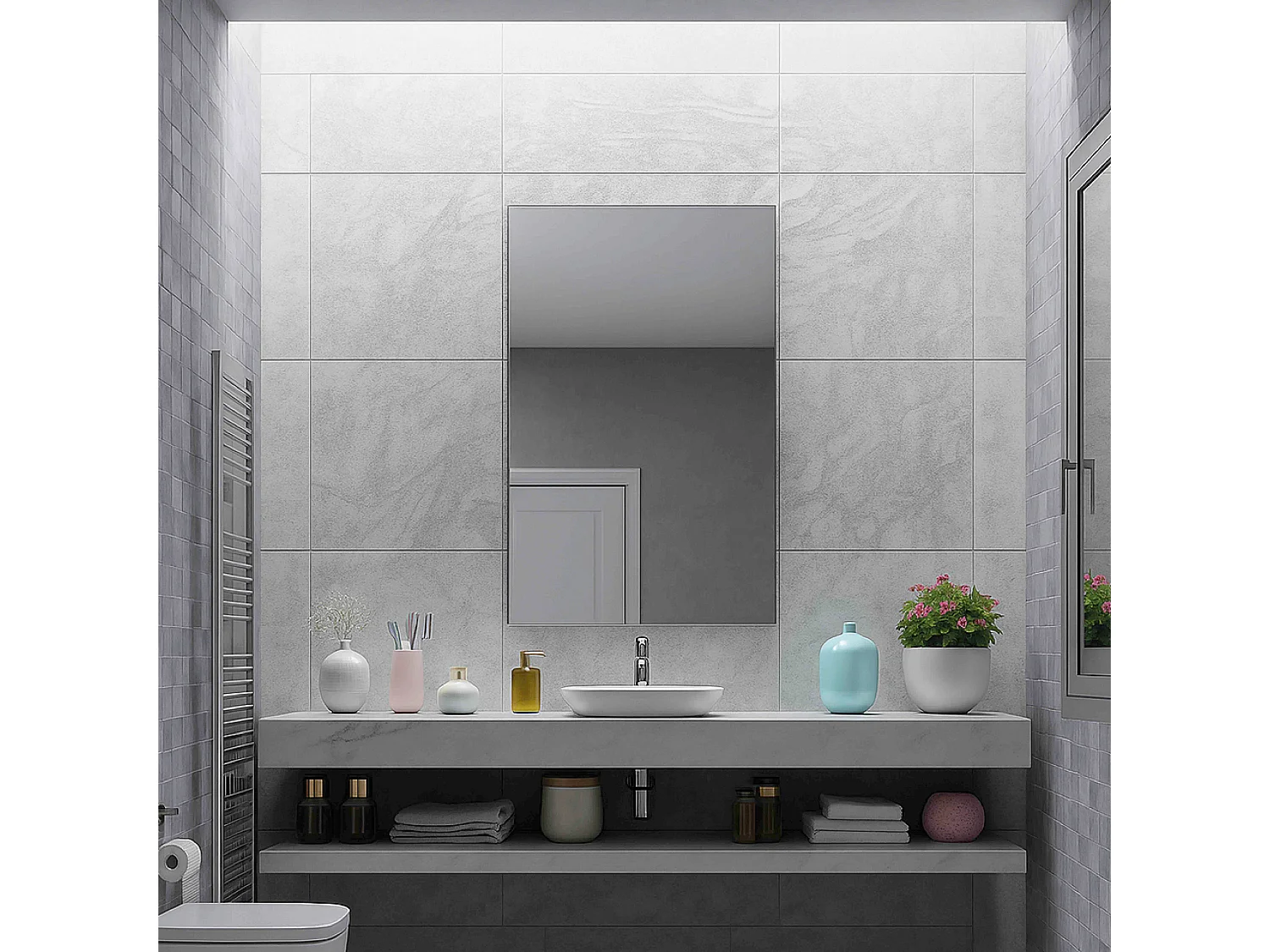 Miroir simple mural pour salle de bain