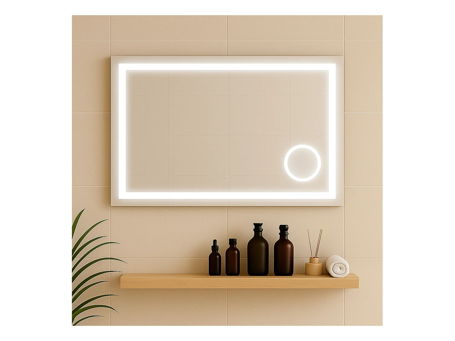 Miroir salle de bain LED avec zoom 90 cm