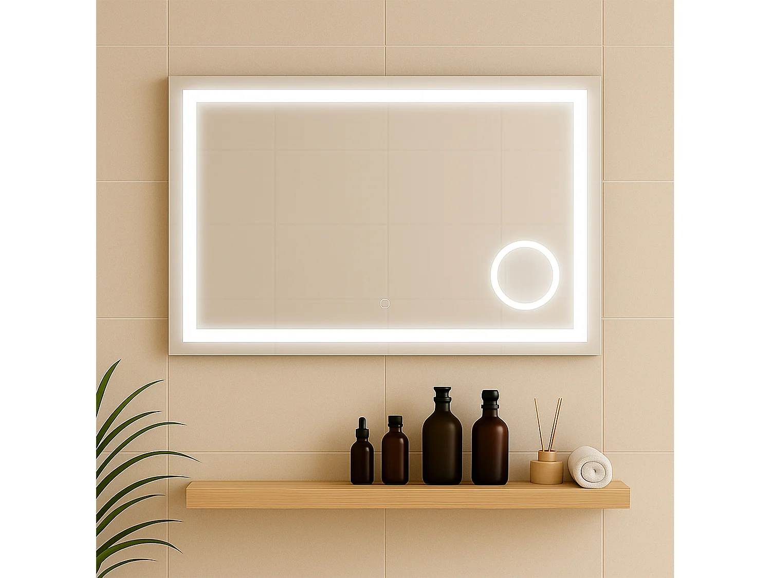Miroir salle de bain LED avec zoom 90 cm