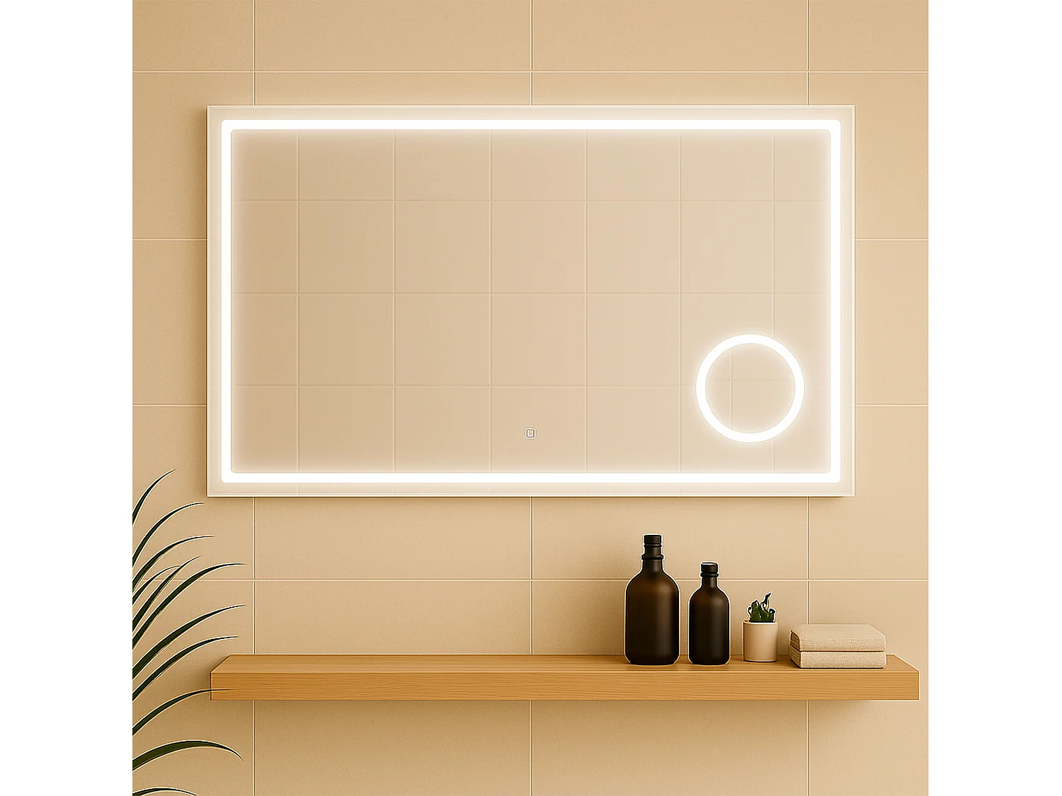 Miroir LED salle de bain 120 cm avec zoom grossissant-Jindoli