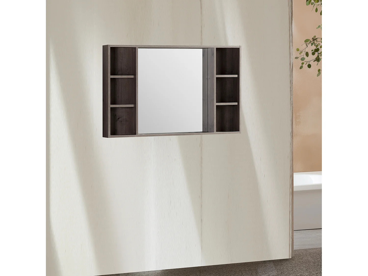Armoire de salle de bain avec miroir chêne brun 120 cm Aquanoma