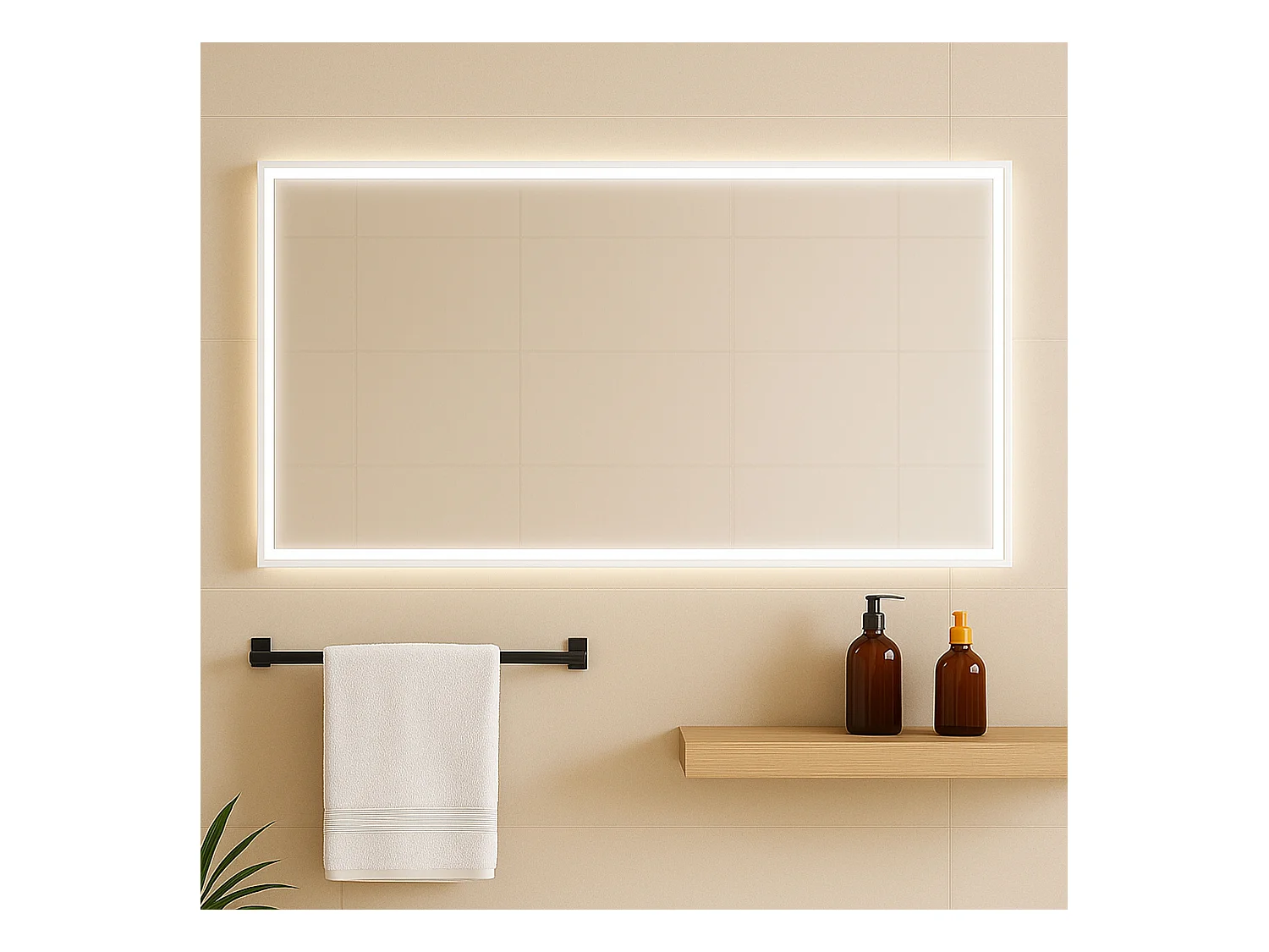Miroir salle de bain LED avec cadre blanc 100 cm