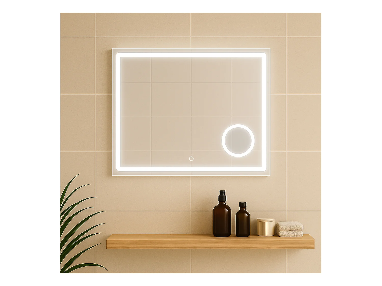 Miroir salle de bain LED avec zoom 75 cm