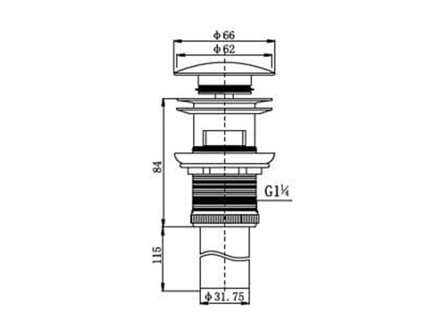 Bonde Up chrome pour vasque encastrée
