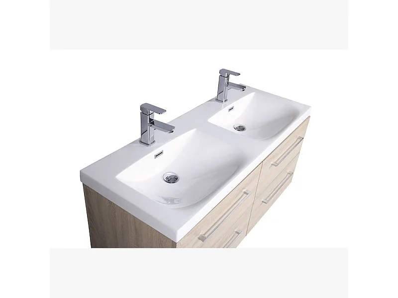 Meuble double vasque120 cm chêne californien naturel Aquazur