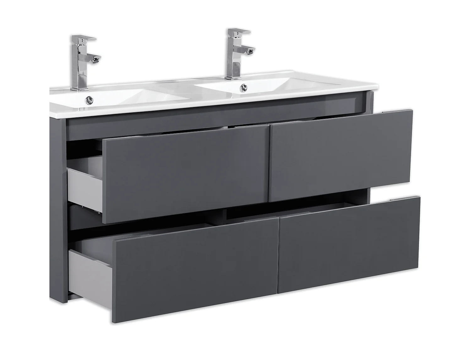 Meuble double vasque 120 cm gris laqué Aquadoli