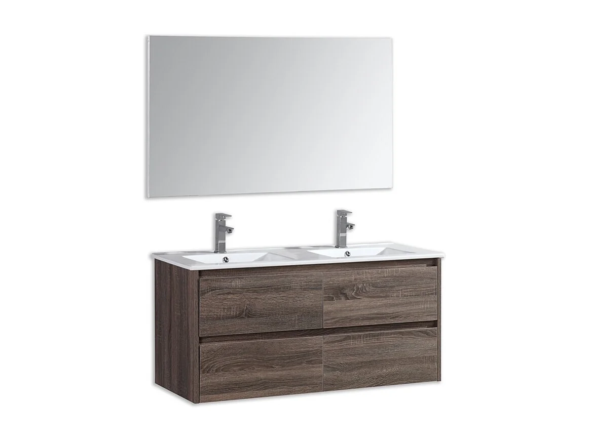 Meuble double vasque 120 cm chêne californien brun Aquadoli