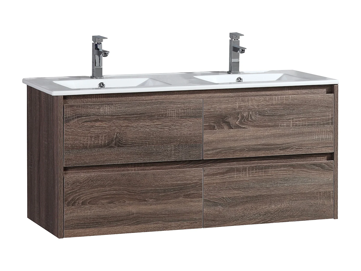 Meuble double vasque 120 cm chêne californien brun Aquadoli