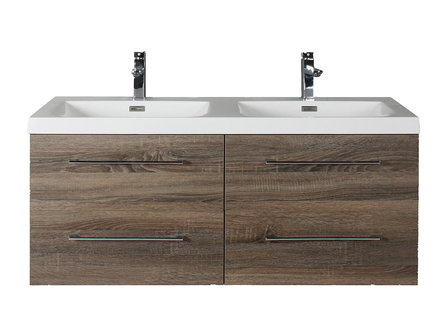 Meuble double vasque 120 cm chêne californien gris Aquasun
