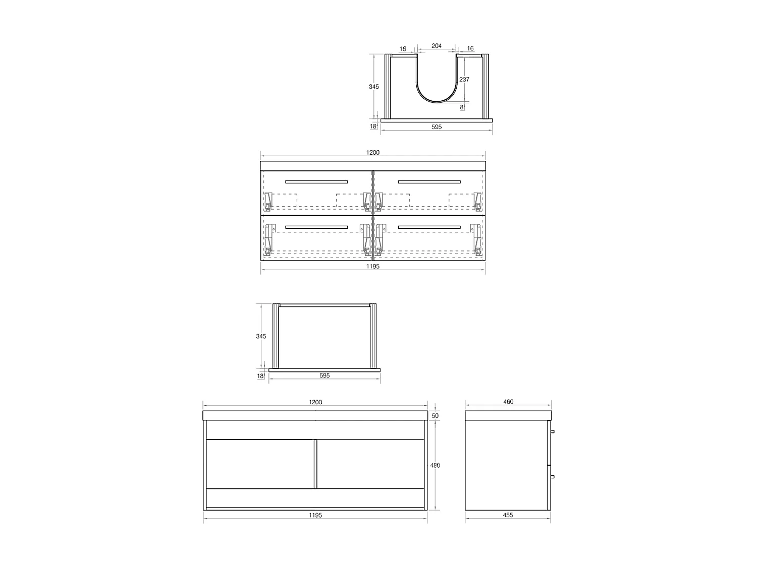 Meuble double vasque 120 cm chêne californien gris Aquasun