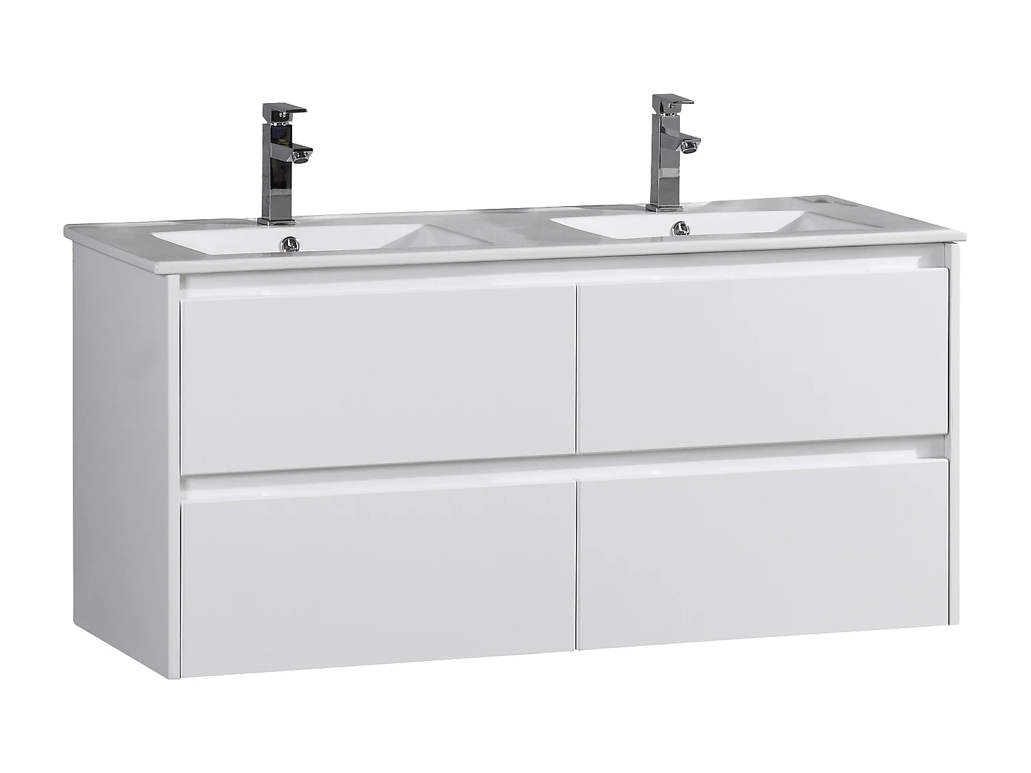 Meuble double vasque 120 cm blanc laqué Aquadoli
