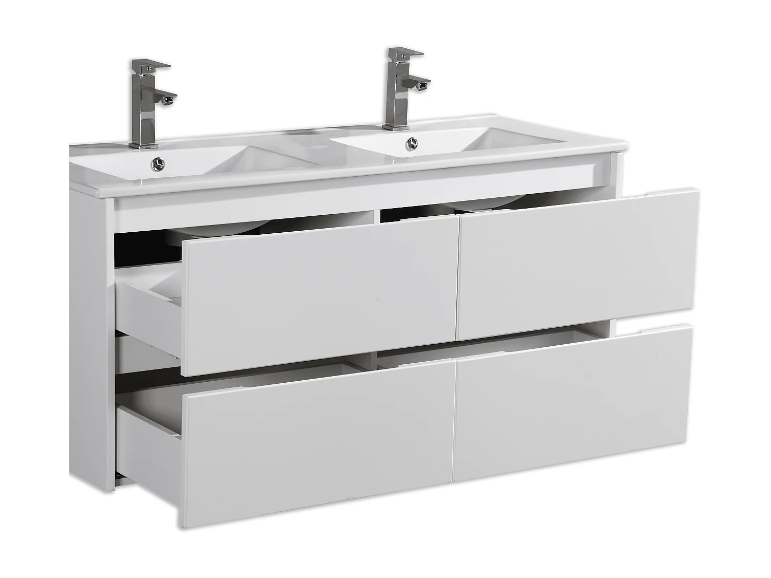 Meuble double vasque 120 cm blanc laqué Aquadoli